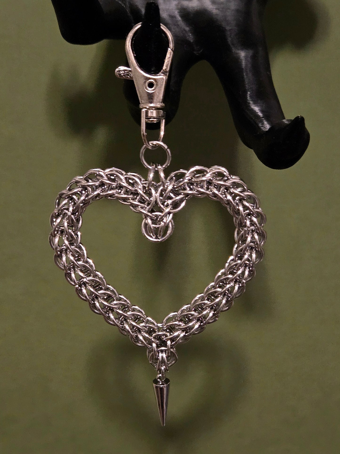 Chainmail heart keychain