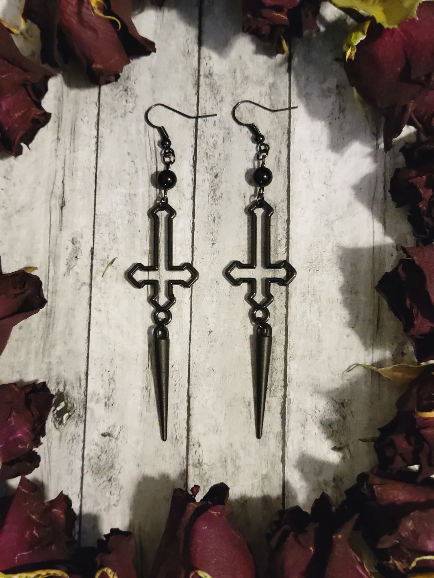 Cross and Spike dangle Earrings