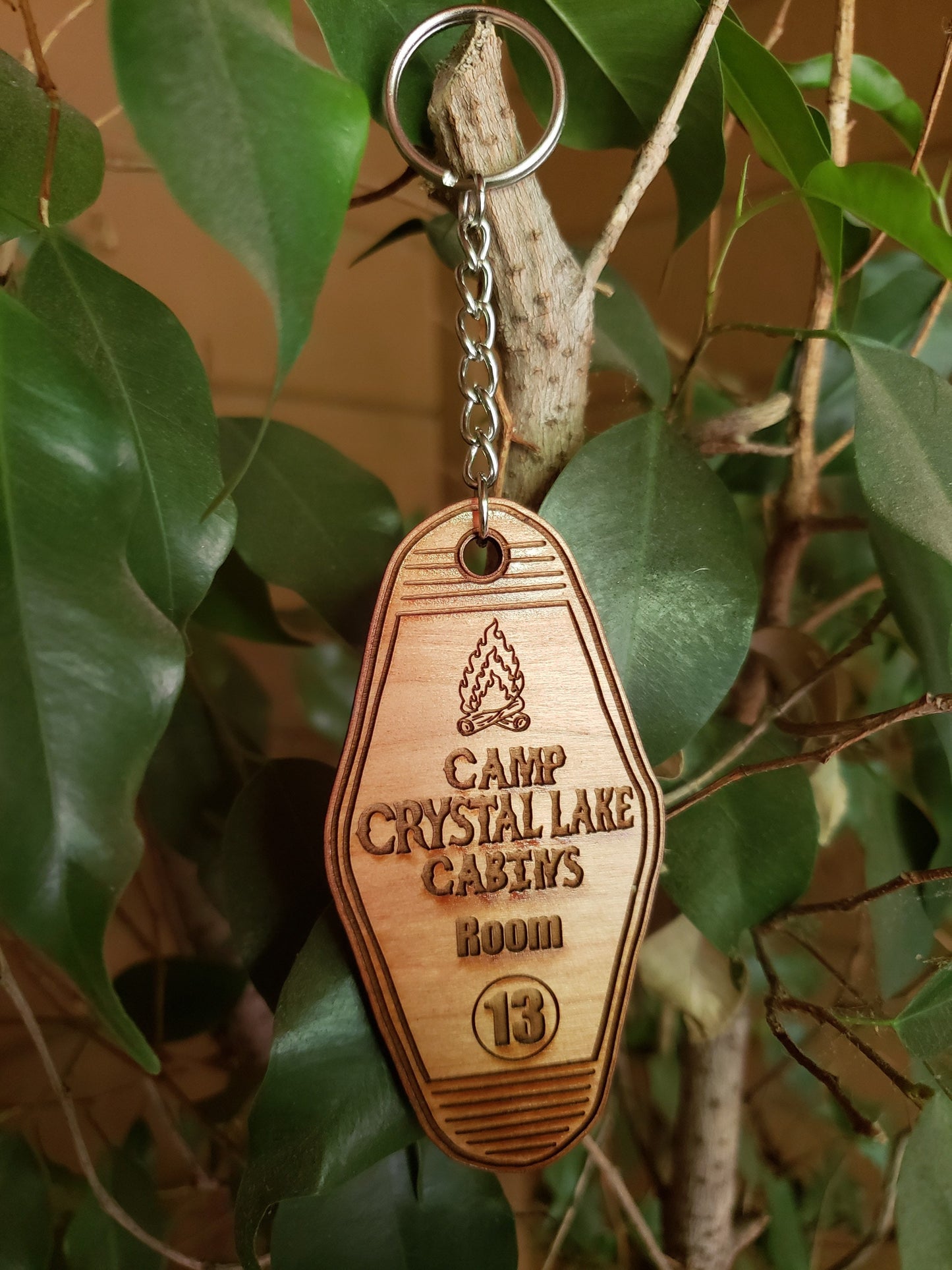 Camp Crystal Lake Wood Keychain