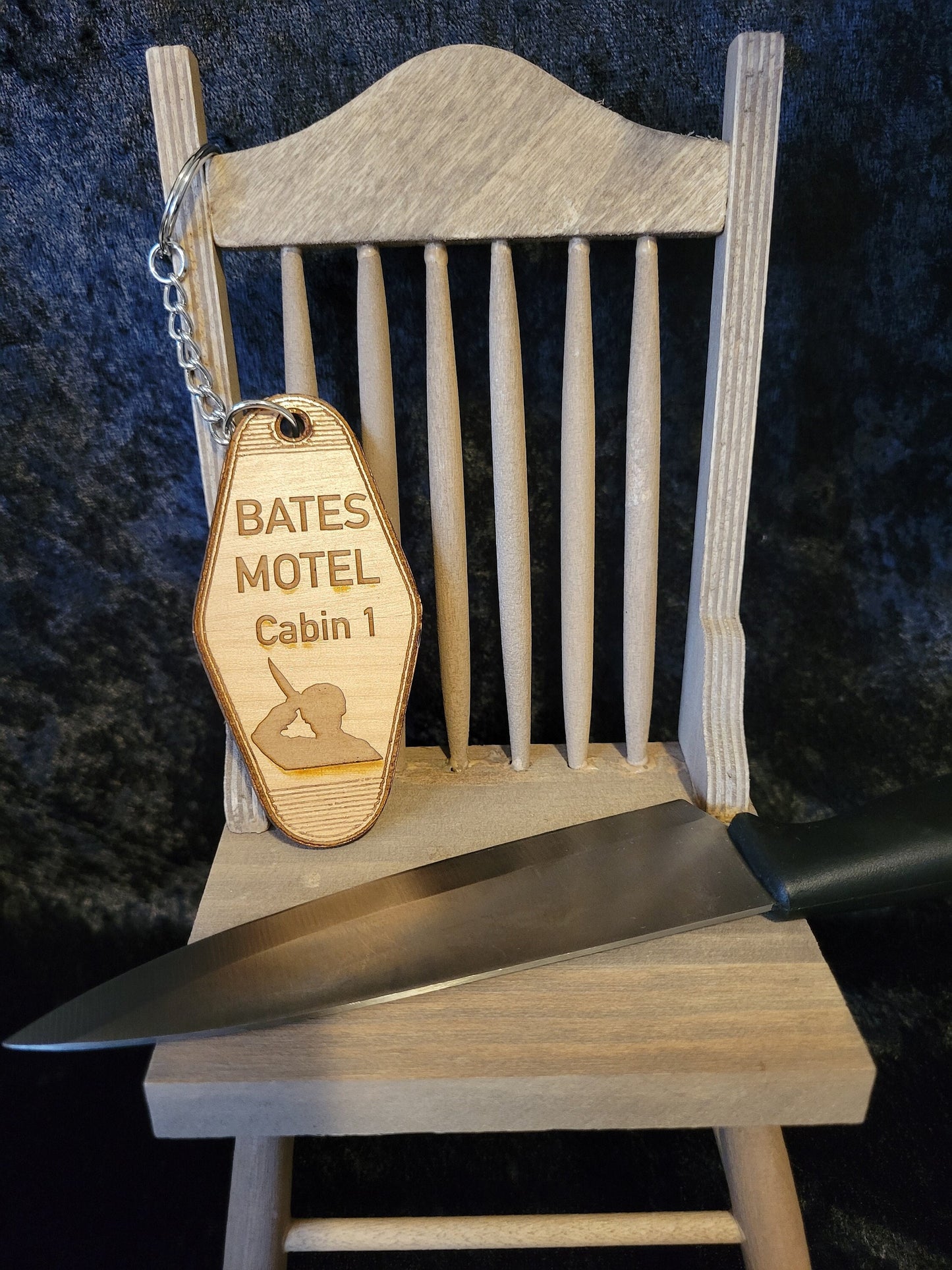 Bates Motel Wood Keychain