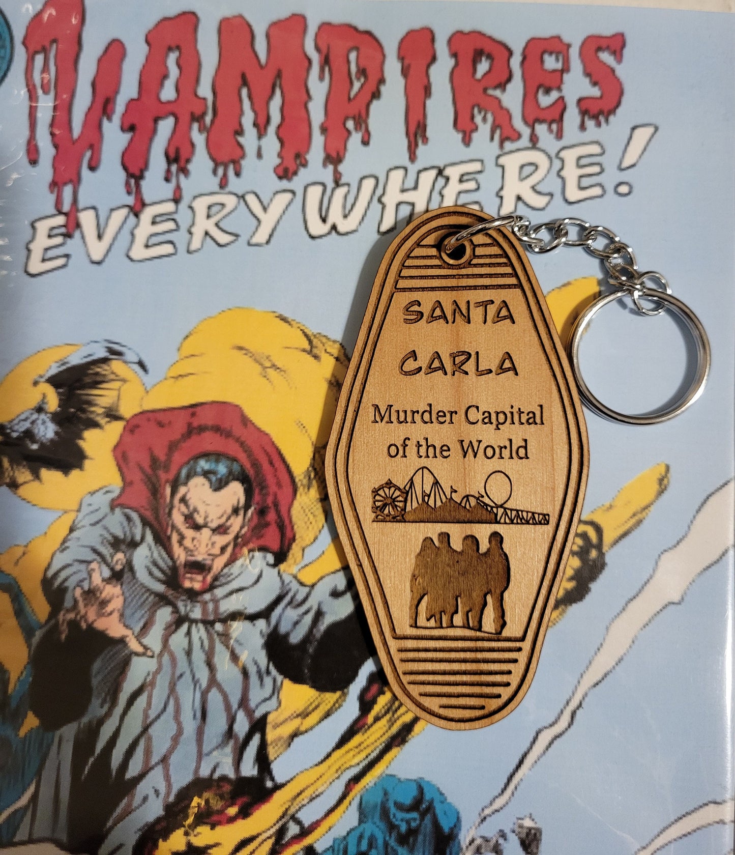 The Lost Boys Santa Carla Wood Keychain