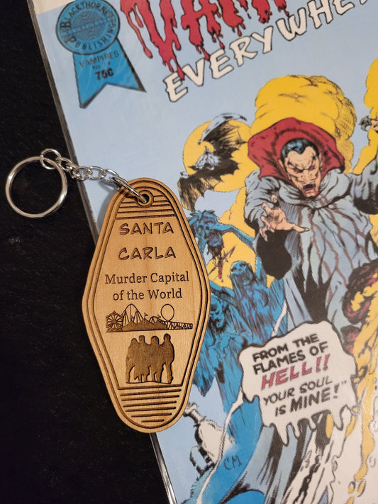The Lost Boys Santa Carla Wood Keychain