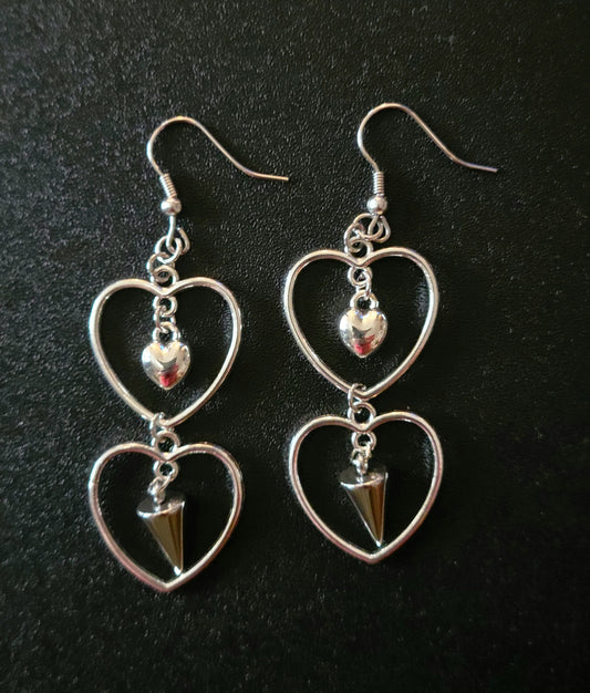 Heart and Spike dangle earrings
