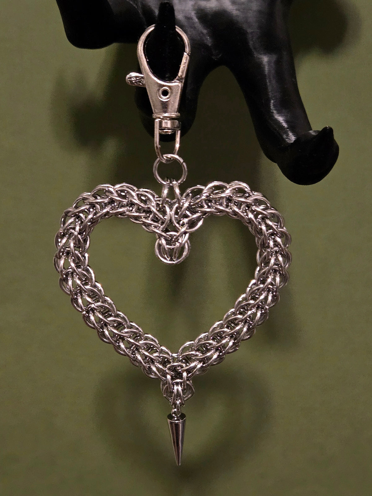 Chainmail heart keychain