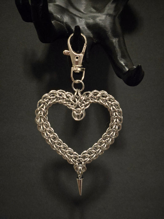 Chainmail heart keychain