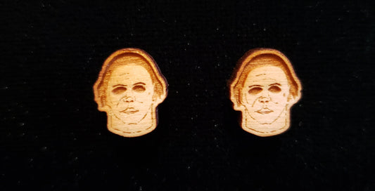Mini Wood Michael Myers Stud Earrings