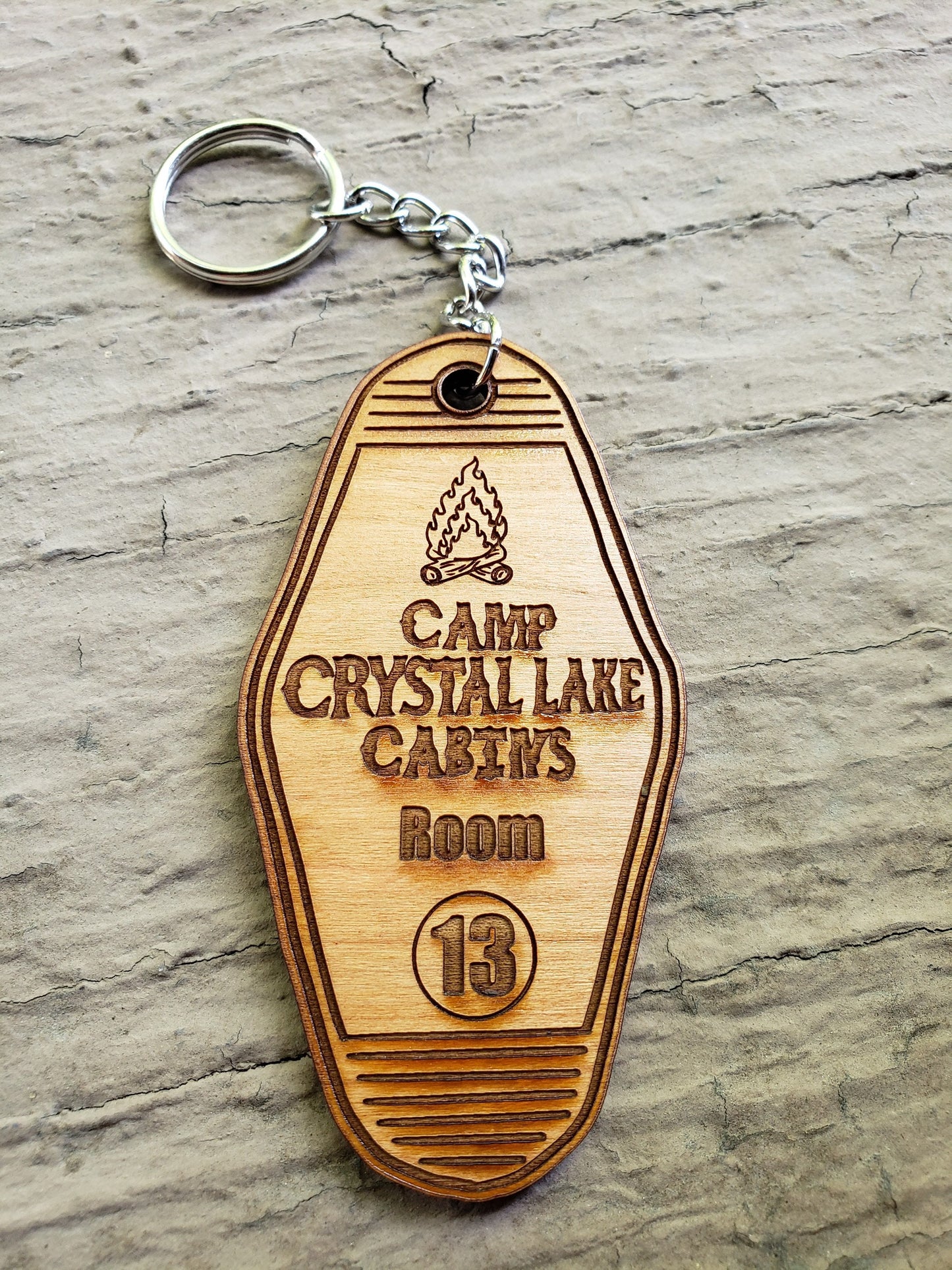 Camp Crystal Lake Wood Keychain