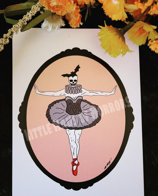 Ballerina Skeleton Art Print