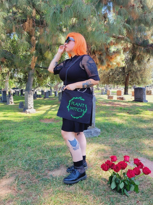 Plant Witch Messenger Canvas Tote Bags
